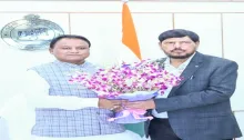 The Hon'ble Union Minister of State for Social Justice and Empowerment, Shri Ramdas Athawale, paid a courtesy call on the Hon'ble Chief Minister, Shri Mohan Charan Majhi, at Lok Seva Bhawan.